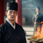 Mindfulness üzletben alkalmazva - koreai kereskedő ginzeng elégetése történelmi illusztráció